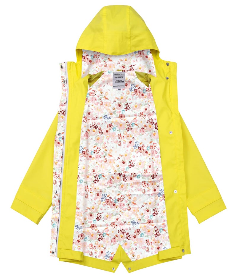 SOLOCOTE Kids Rain Jacket Hooded Lined Rubber RainCoats for Girls Boys Waterproof Windproof, 180806 Yellow C 7-8Y - Image 3